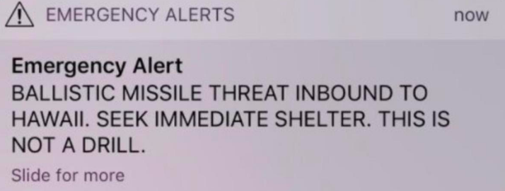 False Missile Threat in Hawaii Due to Misunderstanding